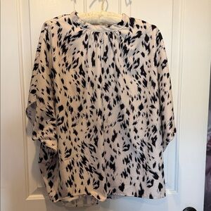 SHEIN Black and Cream Patterned Blouse